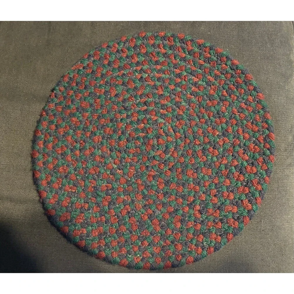Primitive vtg cottagecore braided rug style placemats 5 chair pads country